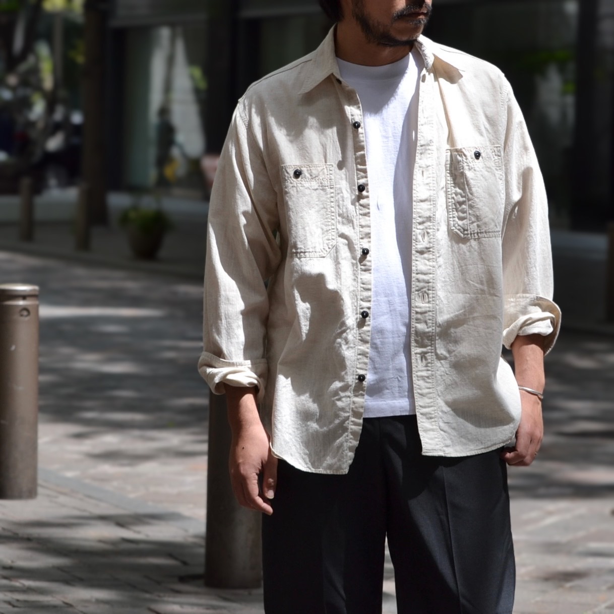 Wild Life Tailor ビジネス S/S 紺x白系(ストライプ)